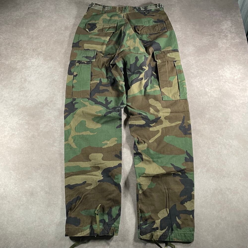 Vintage 80s 90s US Army Woodland Camo Cargo Pants Large Double Knee 29W Military - Picture 2 of 11